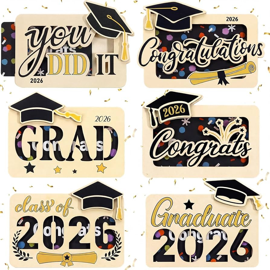 6 Pcs Graduation Gift Card Holders 2026 Personalized Wooden Graduation Money Holder with Cutout C... | Amazon (US)
