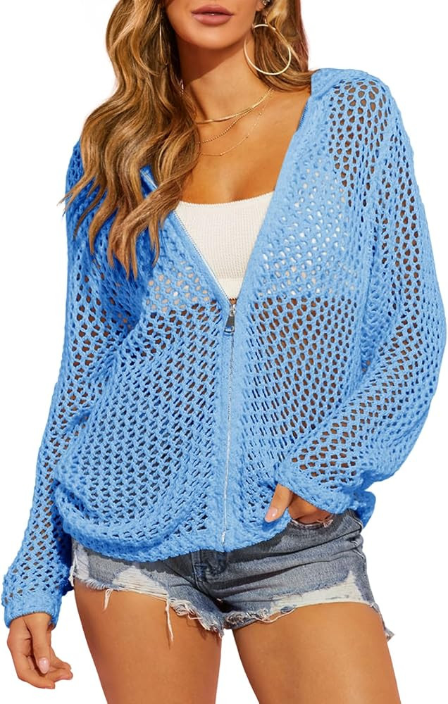 Saodimallsu Womens Crochet Lightweight Cardigans Sweaters | Amazon (US)