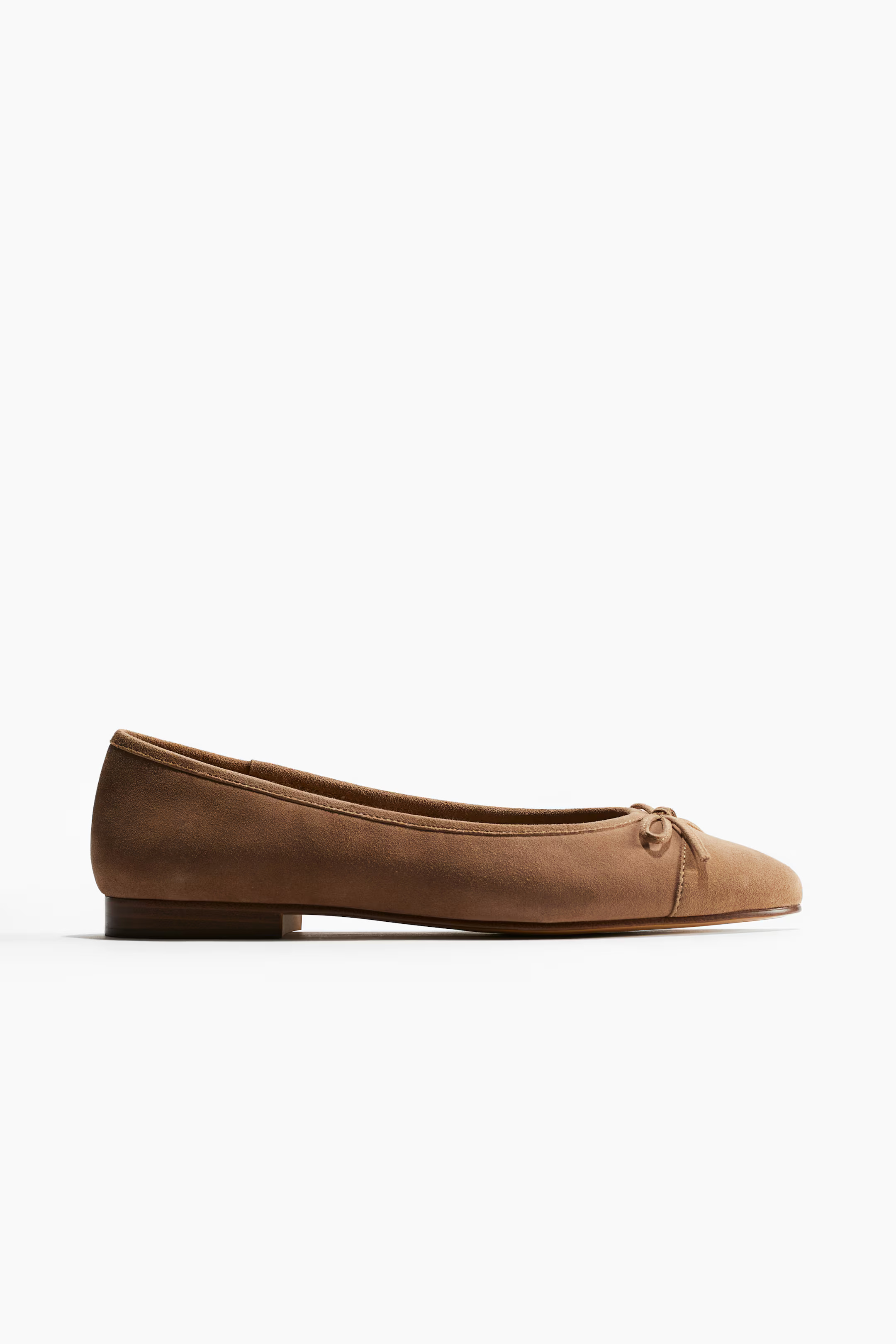 Leather ballet pumps - Dark beige - Ladies | H&M GB | H&M (UK, MY, IN, SG, PH, TW, HK)