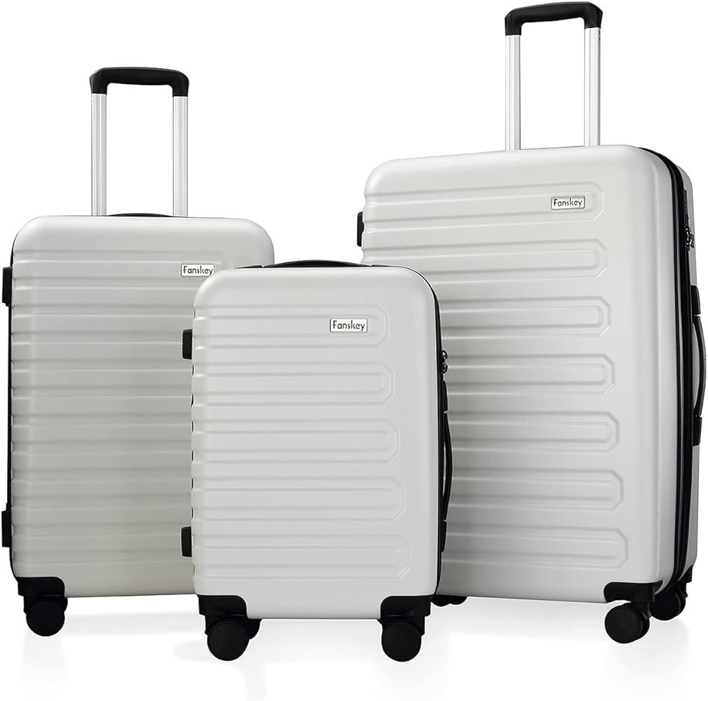 Fanskey Luggage, 3 Piece Set Suitcase with Spinner wheels, Hardshell, Lightweight, TSA Lock (Whit... | Amazon (US)
