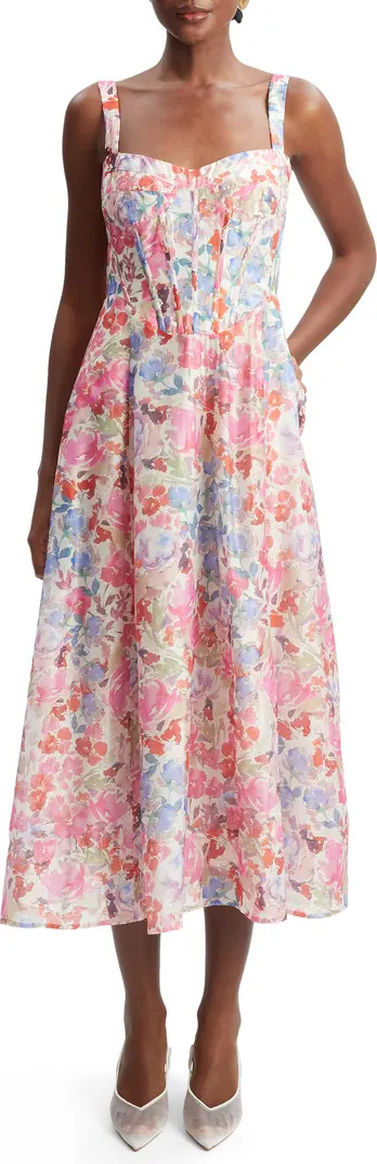 Bardot Lilah Floral Corset Midi Dress | Nordstrom | Nordstrom