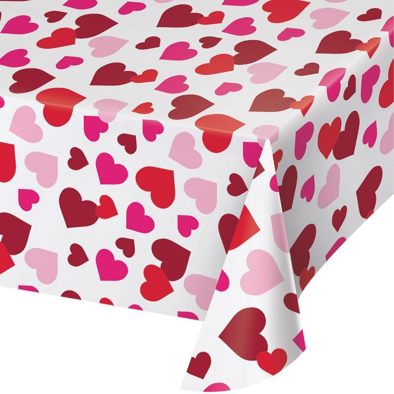 3ct Valentine All Over Hearts Plastic Tablecloths Red/Pink | Target