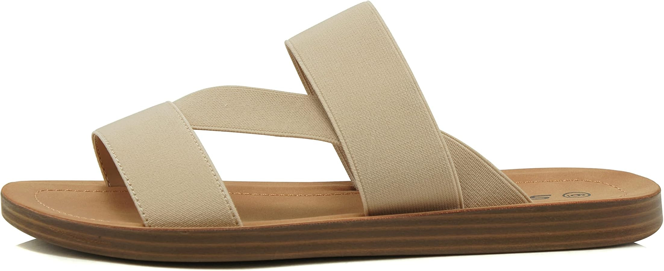 Soda Hummock ~ Women Slip On Casual Open Toe Double Elastic Bands with Diagonal Middle Strap Fash... | Amazon (US)