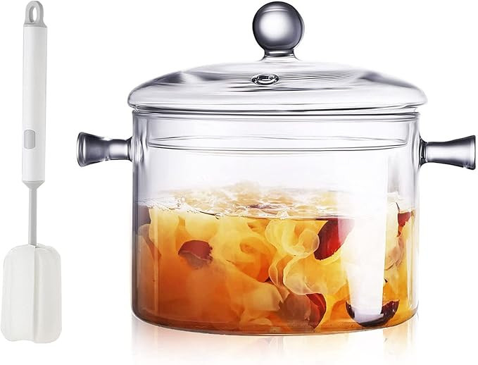 Glass Pots for Cooking with Lids Saucepan with Cover Simmer Pot Milk Pot Heat-Resistant Glass Sto... | Amazon (US)