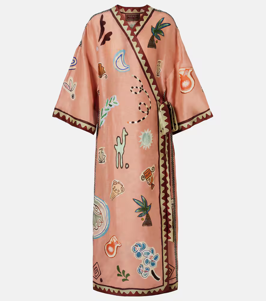 AlÃ©mais Linen and silk-blend wrap midi dress | Mytheresa (US/CA)