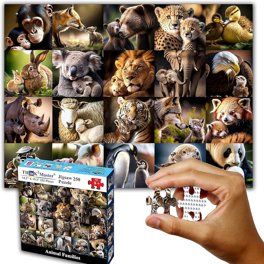 Think2Master Animal Families 250 pieces Jigsaw Puzzle featuring heartwarming parent and child pai... | Amazon (US)