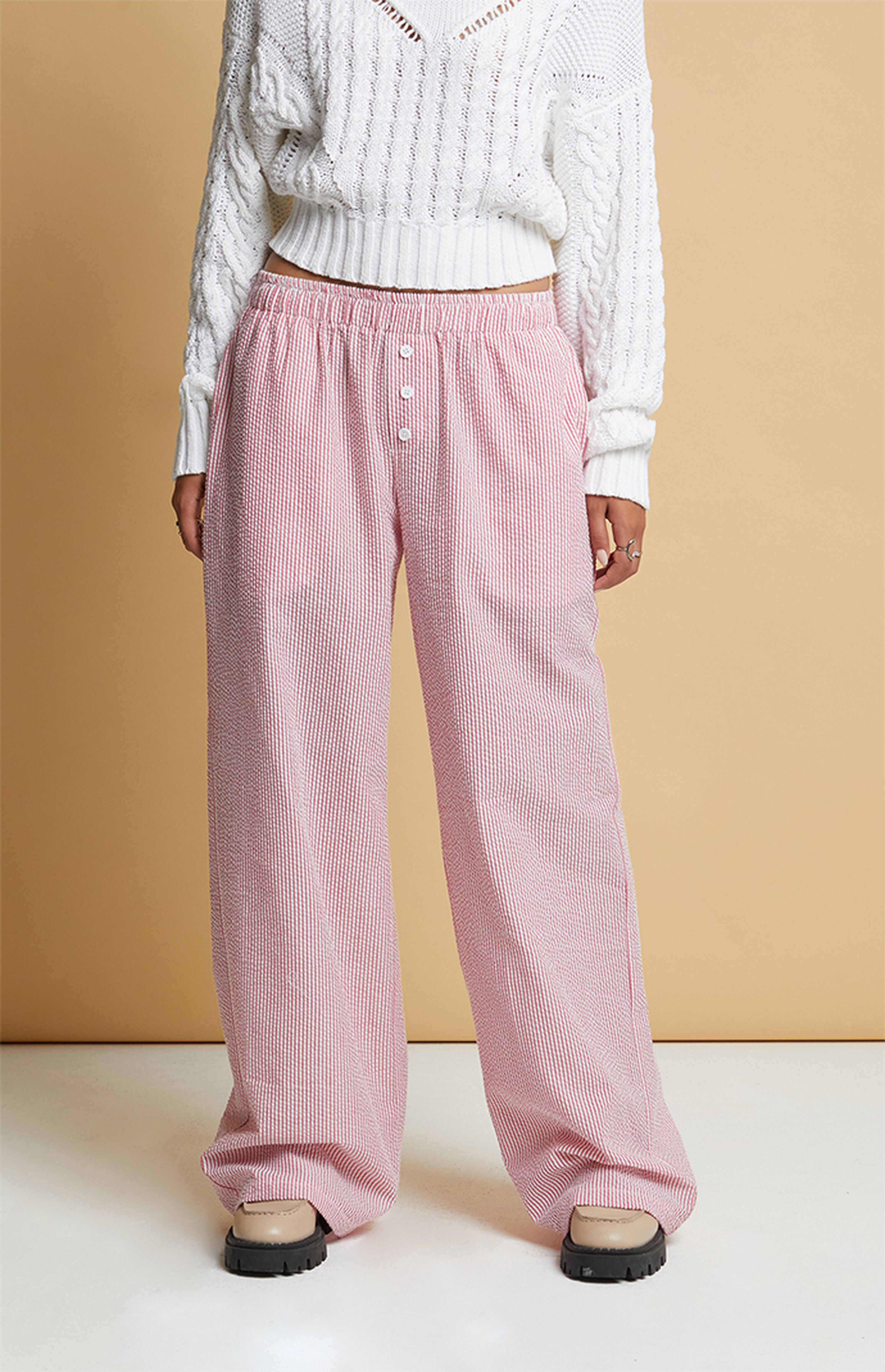 Beverly and Beck Red Striped Crinkle Boxer Pajama Pants | PacSun