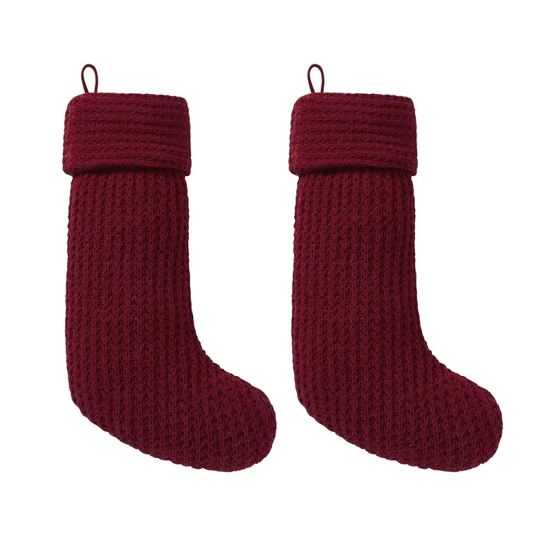 My Texas House Alexa Red Chenille Waffle Christmas Stockings, 20" x 10" (2 Count) | Walmart (US)