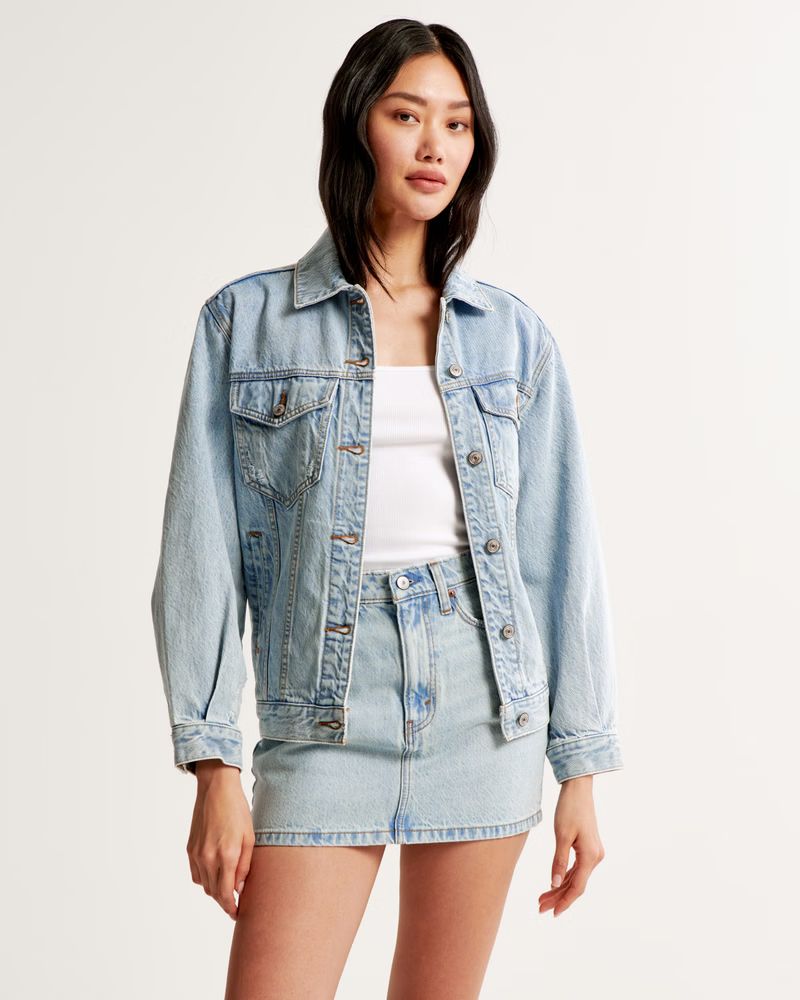 Oversized Denim Trucker Jacket | Abercrombie & Fitch (US)