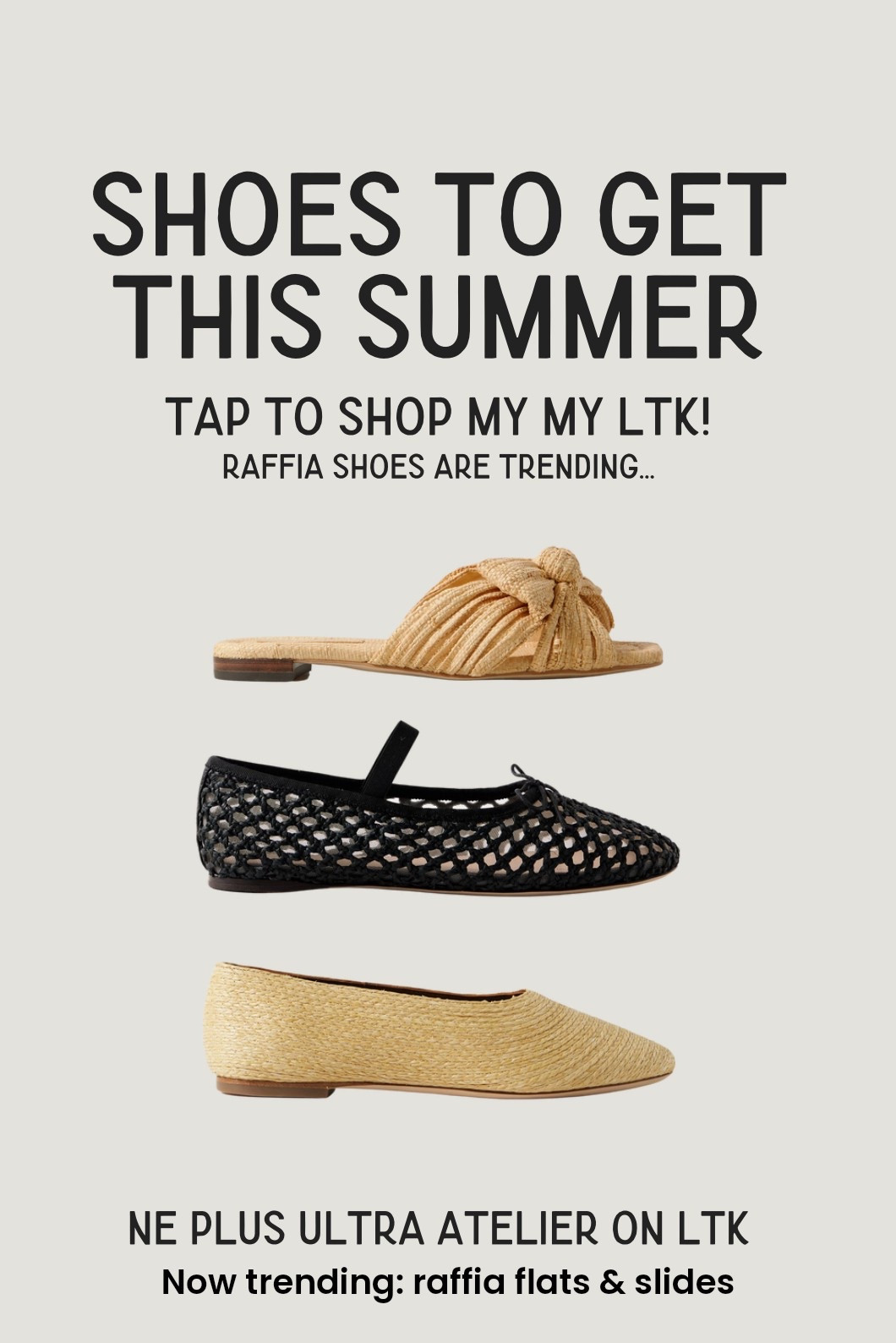 Raffia flats and slides are the go-to shoes for summer outfits with effortless aesthetic. These styles are chic, breathable, and trending now. Don’t miss out — tap to shop via Ne Plus Ultra Atelier on LTK.
#RaffiaShoes #OutfitsAesthetic #ChicOutfits #ShoesToGet #LTKStyle

#LTKGiftGuide #LTKTravel #LTKStyleTip