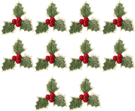 ARTIBETTER 10pcs Artificial Holly Berry Flower with Leaves Christmas Holly Leaf for Wreath Flower... | Amazon (US)