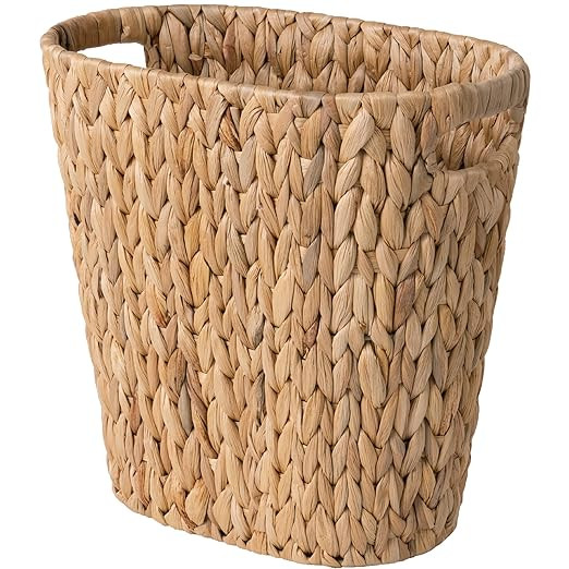 StorageWorks Wicker Waste Basket, Handwoven Water Hyacinth Trash Can with Built-in Handles, Wicke... | Amazon (US)