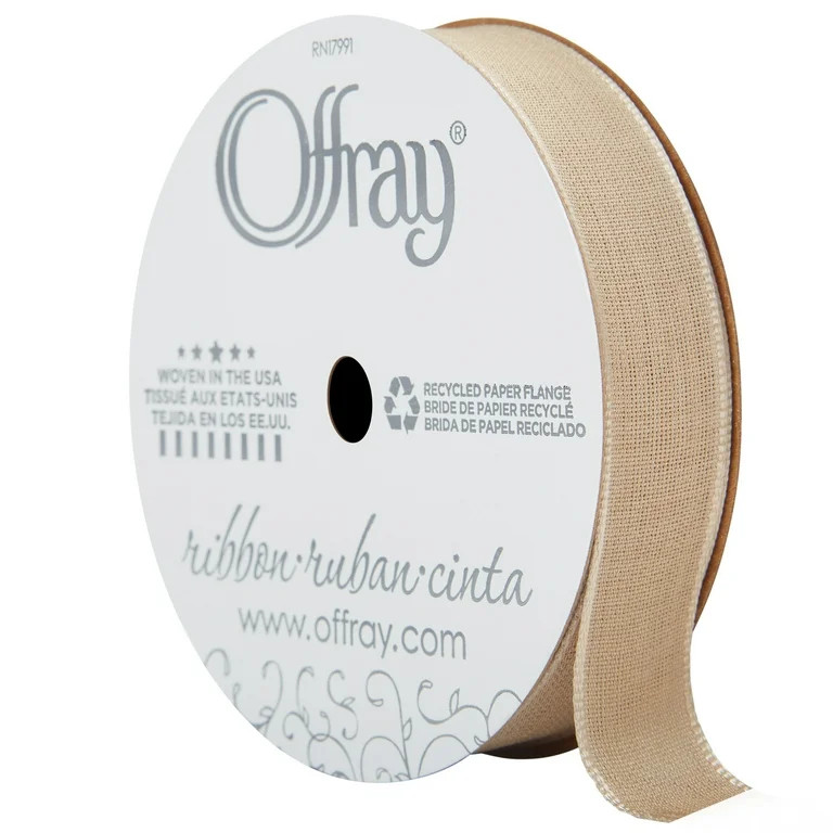 Offray Ribbon, Oatmeal Brown 5/8 inch Woven Ribbon, 12 feet | Walmart (US)