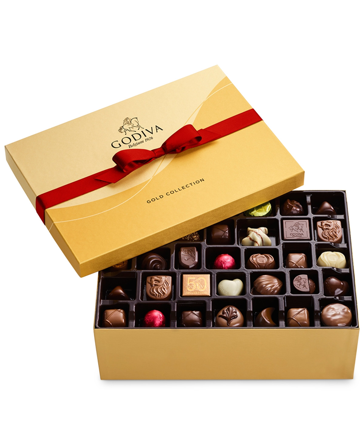 Godiva Assorted Chocolate Gold Gift Box with Red Ribbon, 105 Piece | Macys (US)