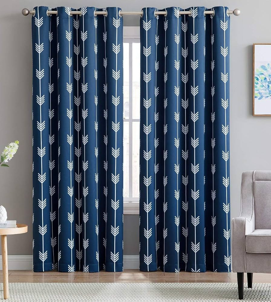 HLC.ME Arrow Printed Blackout Room Darkening Thermal Grommet Window Curtain Drape Panels for Bedr... | Amazon (US)