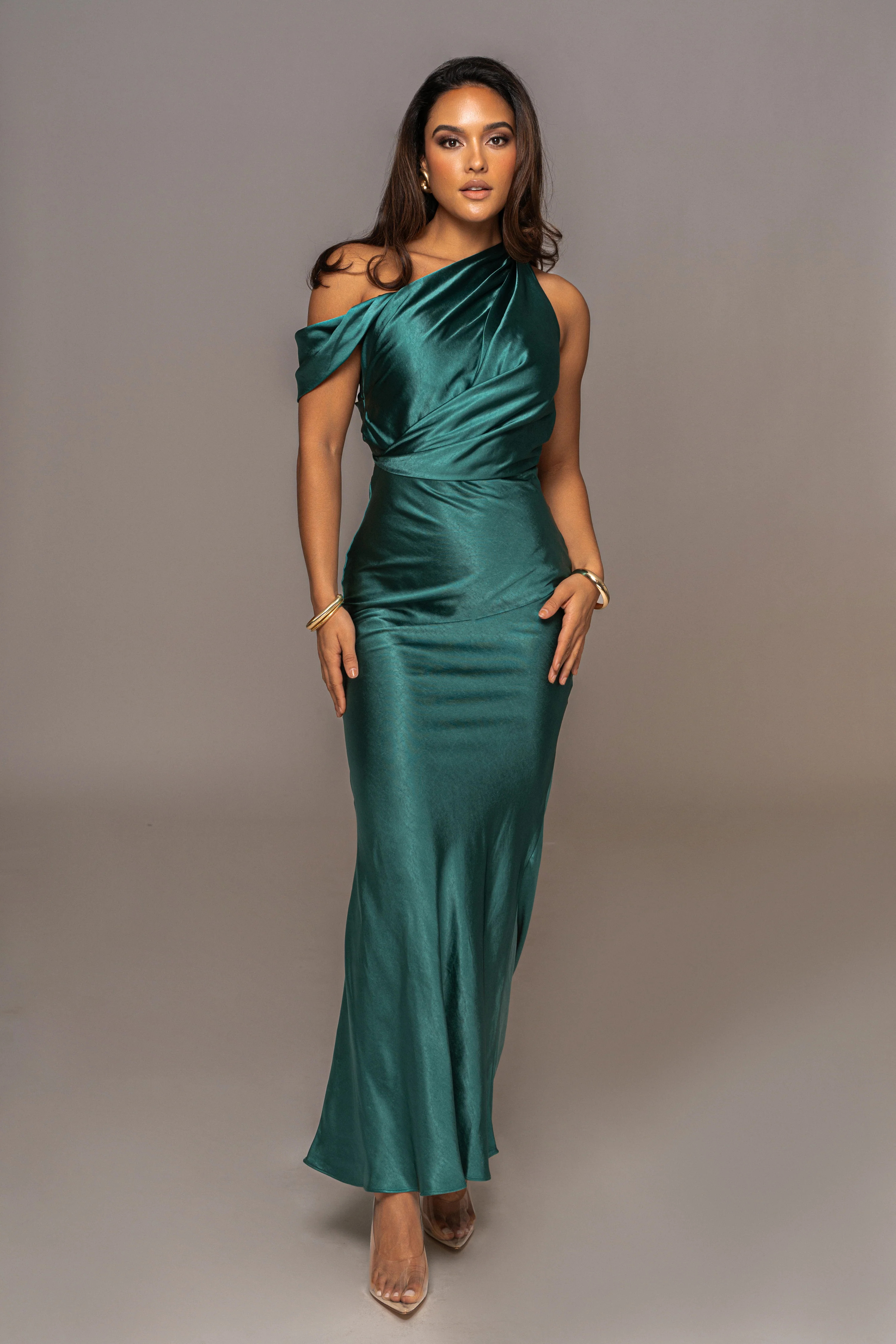 Emerald Dessa Satin Maxi Dress | JLUXLABEL