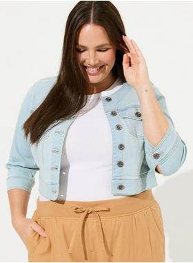 Denim Cropped Collarless Jacket | Torrid (US & Canada)
