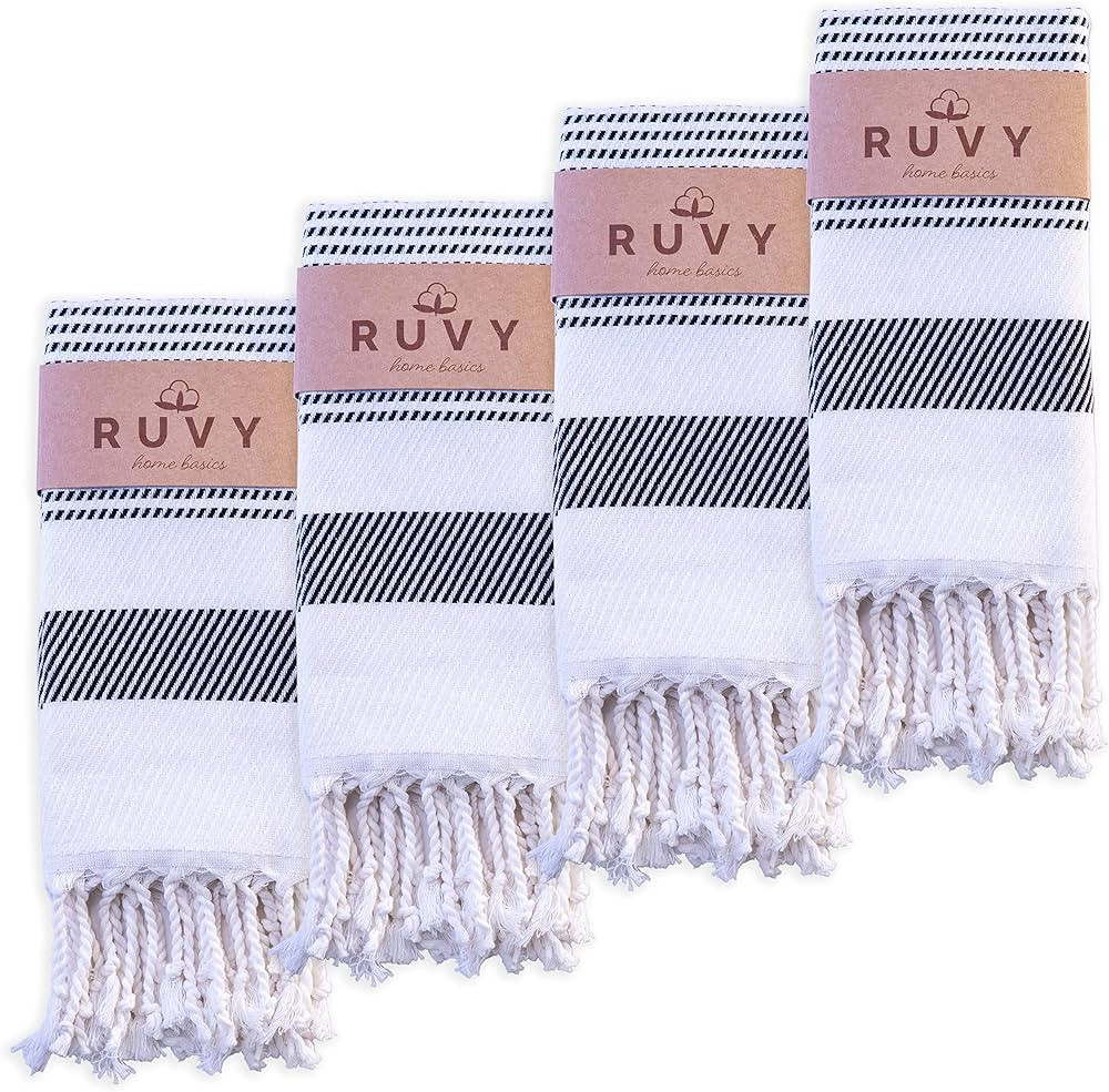 Ruvy Home Basics Turkish Hand Towels for Bathroom Set of 4 | 18"x40", Cotton | Bathroom Hand Towe... | Amazon (US)