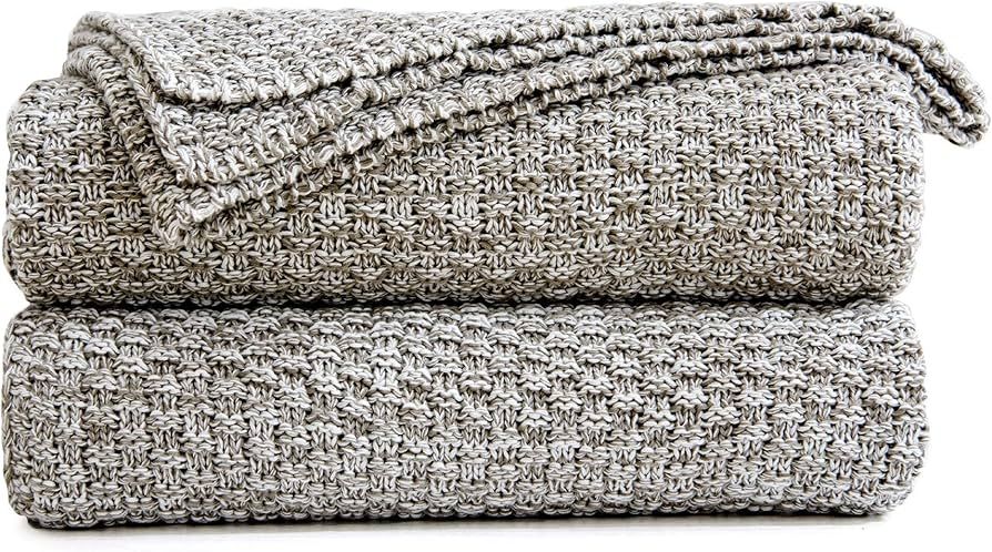 Longhui bedding Knitted Throw Blanket for Couch, Soft, Cozy Machine Washable 100% Cotton Sofa Bla... | Amazon (US)