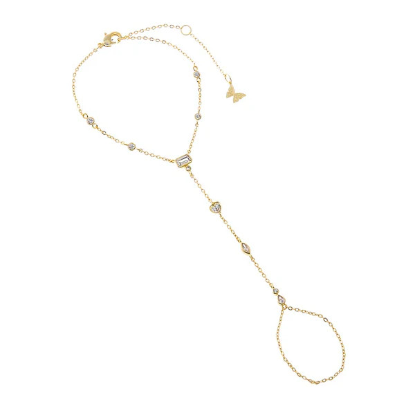 CZ Multi Shape Bezel Hand Chain Bracelet | Adina Eden