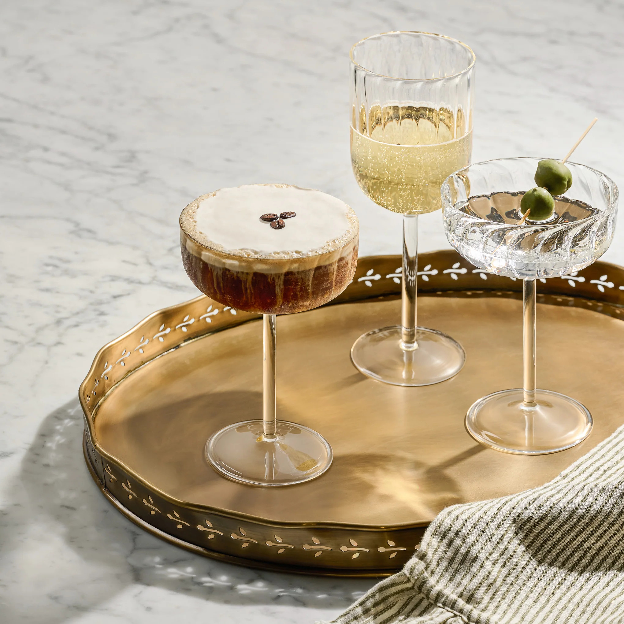 Floral Antique Brass Tray | Magnolia