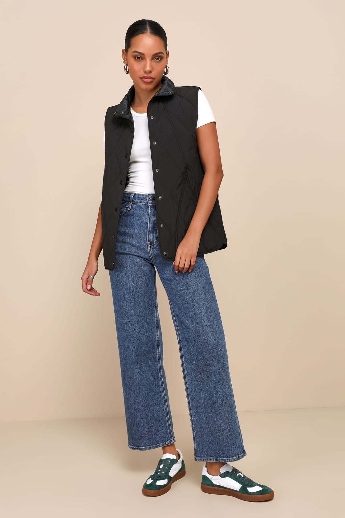 Trendy Coziness Black Quilted Mock Neck Button-Up Vest | Lulus (US)