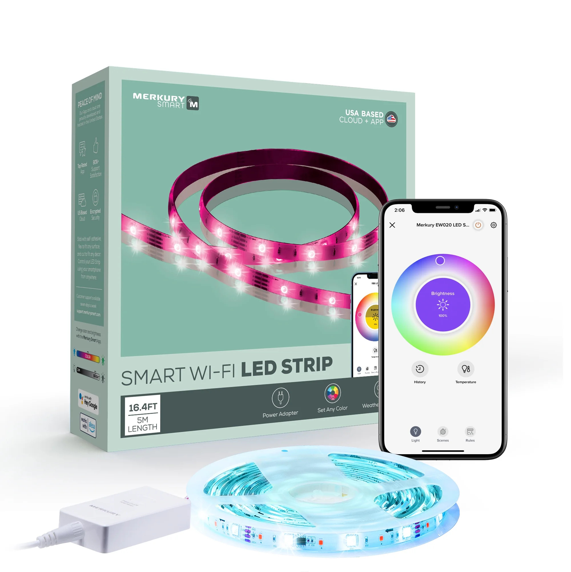 Merkury Innovations Smart RGB Strip Lights, 16ft, Sound-Sync | Walmart (US)