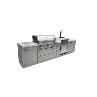 Mont Alpi 6-Burner Stainless Steel Outdoor Island Barbecue Grill + 3 Beer Tap Kegerator Refrigerator | Wayfair North America