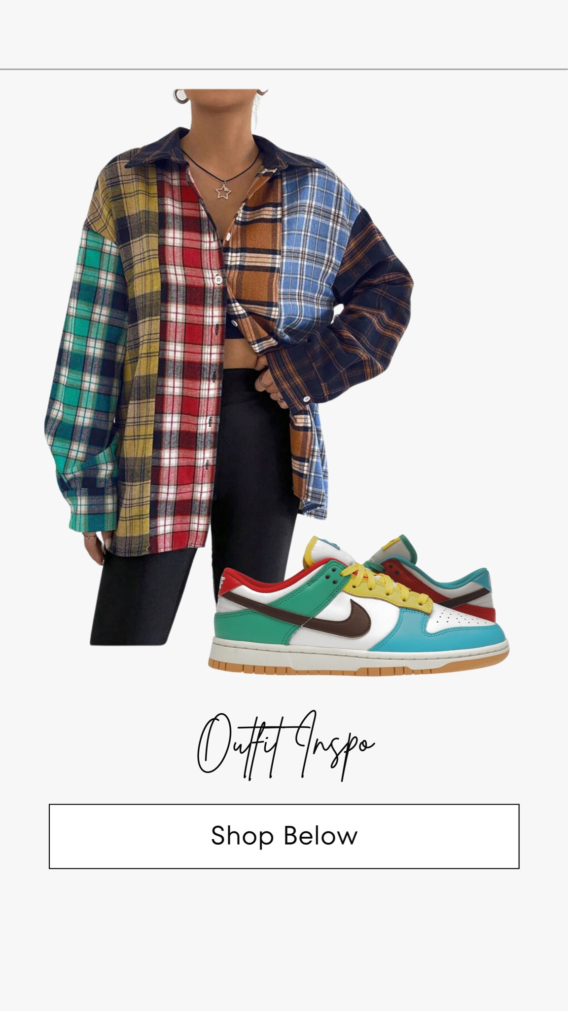 I found this cute button-up to go with these Dunks! Loving this color combo💙🤎❤️💚

#LTKstyletip