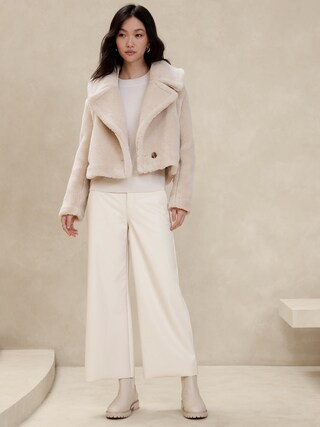 Vegan Leather Wide-Leg Crop Pant | Banana Republic Factory