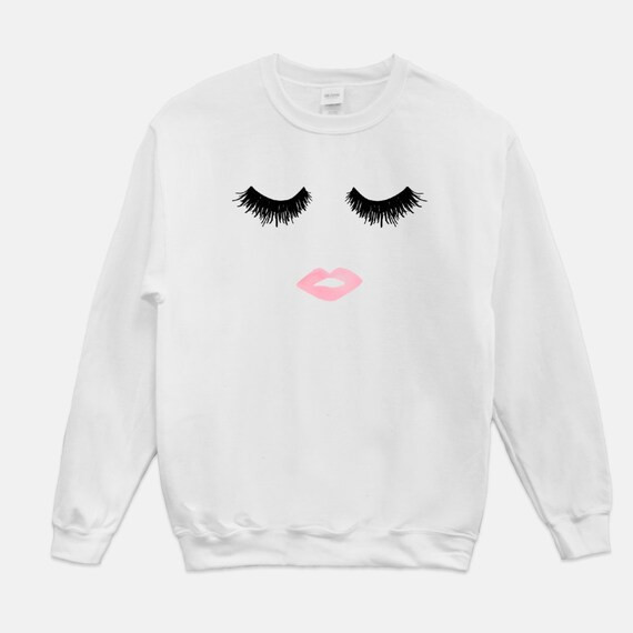 Lips + Lashes Sweatshirt | Graphic Sweatshirt, Hand-Drawn Design, Lips and Lashes Sweatshirt, Eye... | Etsy (US)