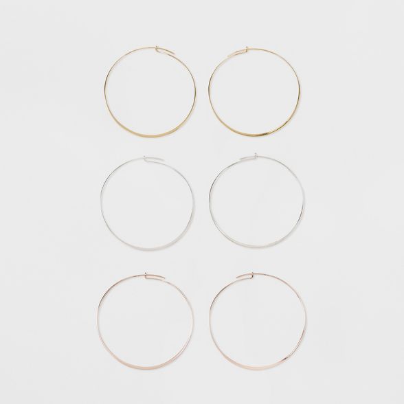 Thin Hoops Earring Set 3ct - A New Day™ | Target