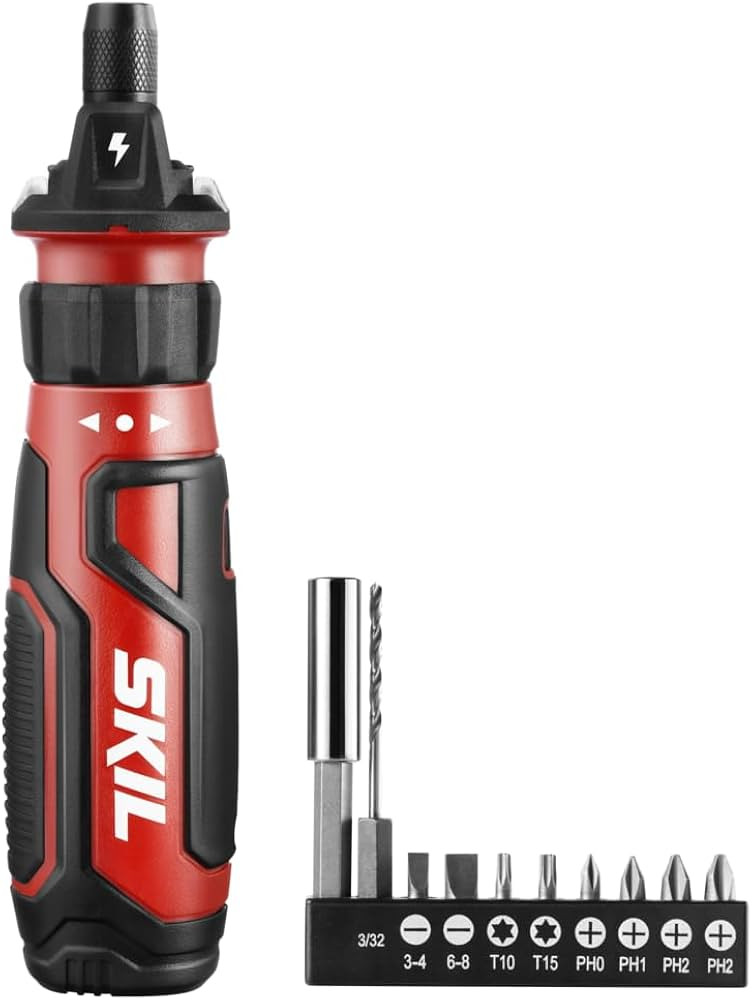 SKIL Rechargeable 4V Cordless Screwdriver with Circuit Sensor Technology, Includes 9pcs Bit, 1pc ... | Amazon (US)