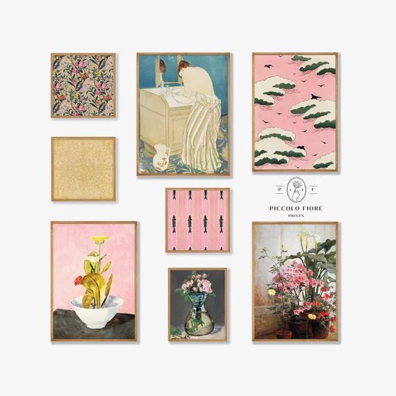 Vintage Eclectic Pink/beige/teal Pallette Floral Pattern - Etsy | Etsy (US)