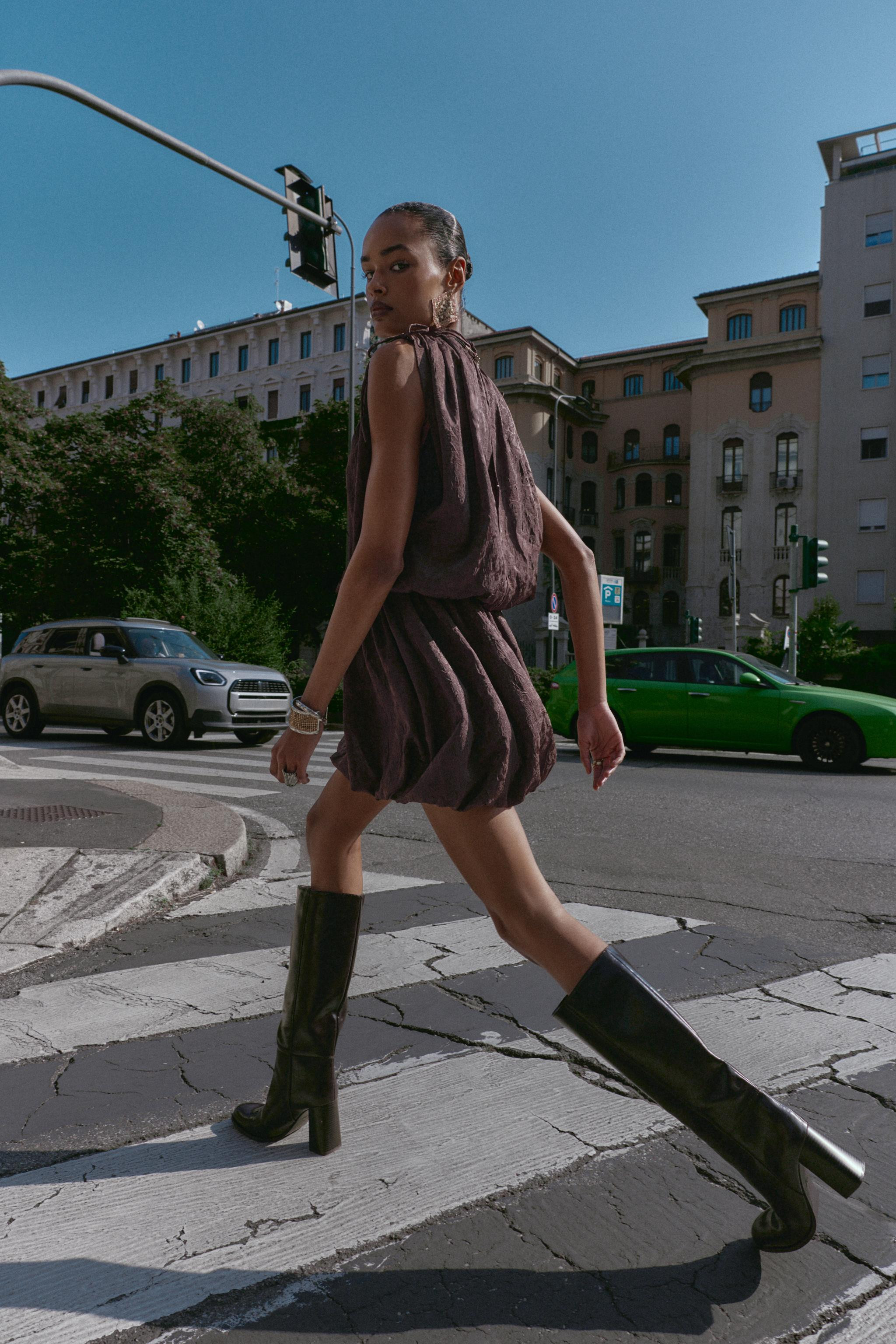 JACQUARD VOLUMINOUS MINI DRESS | Zara US