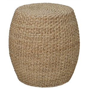 Gallerie Decor Fiji Transitional Hyacinth Wood Drum Side Table in Natural | Cymax