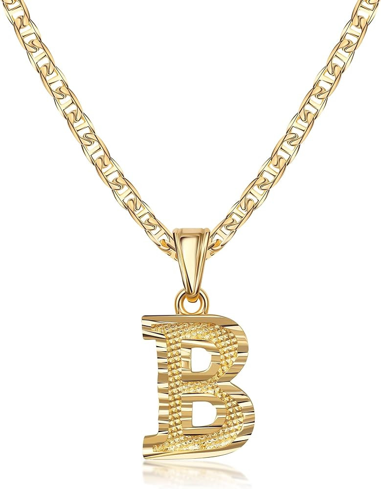 Barzel 18K Gold Plated Initial Necklace with Diamond Cut Initial,18" Chain with 2" Extension, Wat... | Amazon (US)