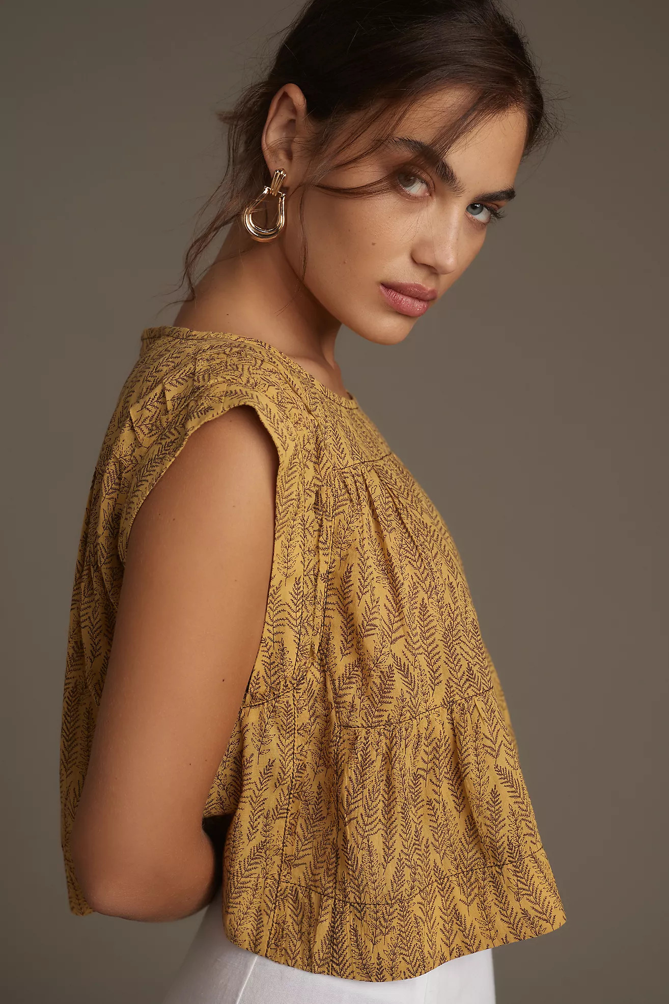 By Anthropologie Cap-Sleeve Babydoll Blouse | Anthropologie (US)