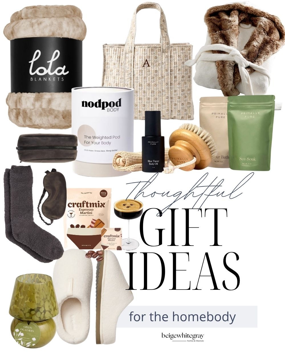 A cozy holiday gift guide featuring thoughtful gifts for homebodies, including a faux fur robe, a Lola blanket, primally pure spa kit, and more! Cozy home gifts, homebody holiday gifts? Amazing gift ideas, self care gifts, winter comfort essentials, beige white gray gift guide

#LTKGiftGuide #LTKHoliday