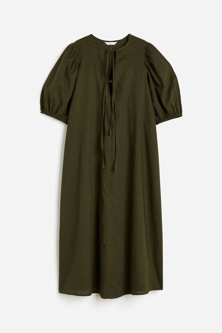 Tie-detail Linen-blend Dress | H&M (US + CA)