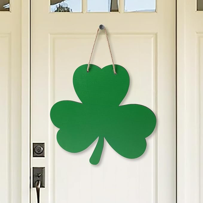 St Patricks Day Door Decorations Wooden Shamrock Hanging Sign for Holiday Farmhouse Home Front Po... | Amazon (US)
