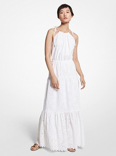 Eyelet Cotton Halter Dress | Michael Kors US