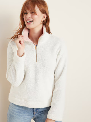 Plush Sherpa 1/4-Zip Pullover for Women | Old Navy (US)