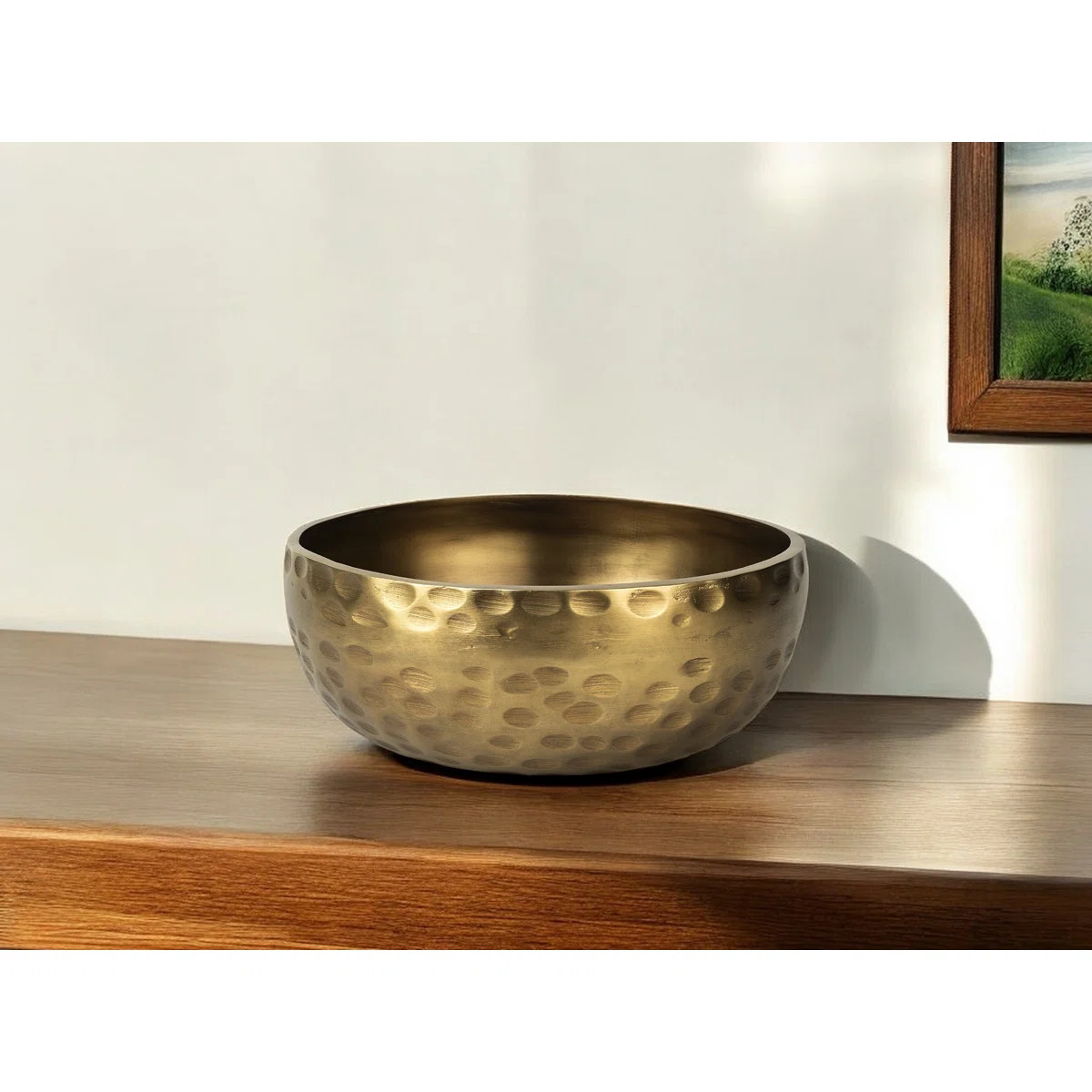Marsboro 11" Antiqued Brass Hammered Artisan Round Centerpiece Bowl | Wayfair North America