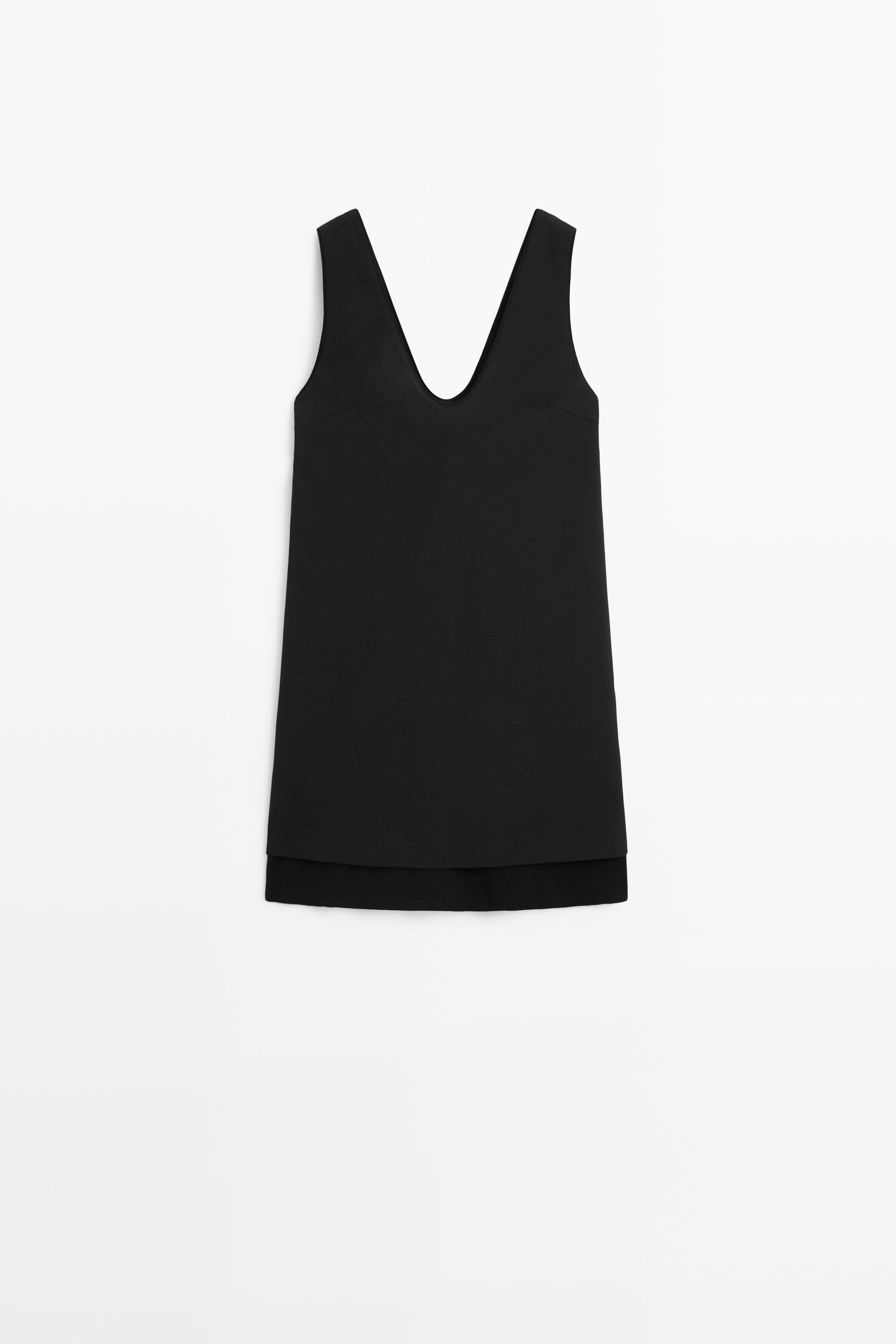 Double-fabric mini dress - BLACK | Massimo Dutti UK