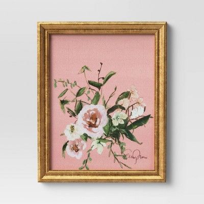 8&#34; x 10&#34; Mauve Floral Framed Wall Canvas - Threshold&#8482; | Target