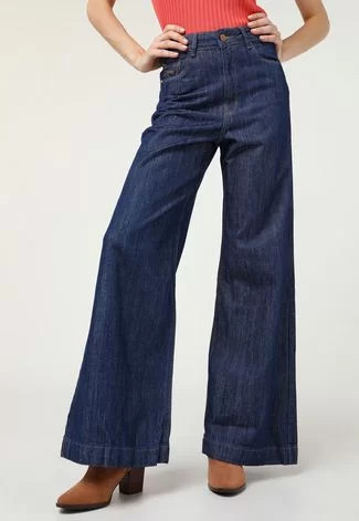 Calça Jeans Lez a Lez Pantalona Lisa Azul-Marinho | Dafiti (BR)