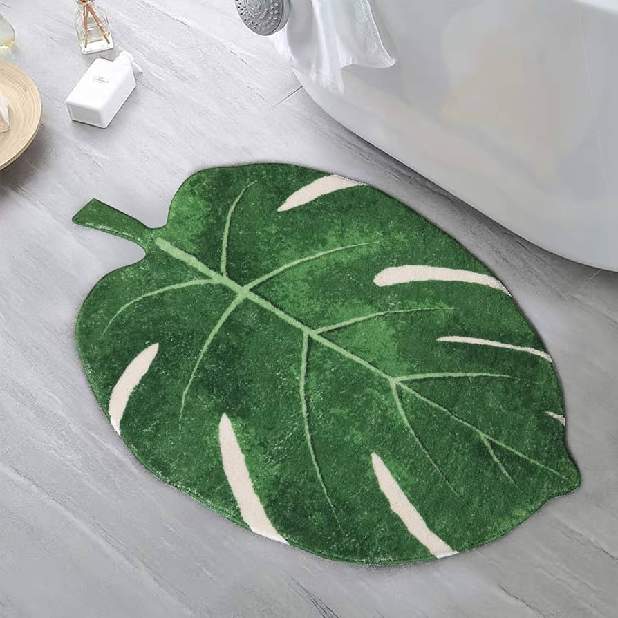 HAOCOO Area Rugs 2'x3' Leaves Velveteen Green Bath Mat Non-Slip Soft Bathroom Rugs Luxury Microfi... | Amazon (US)