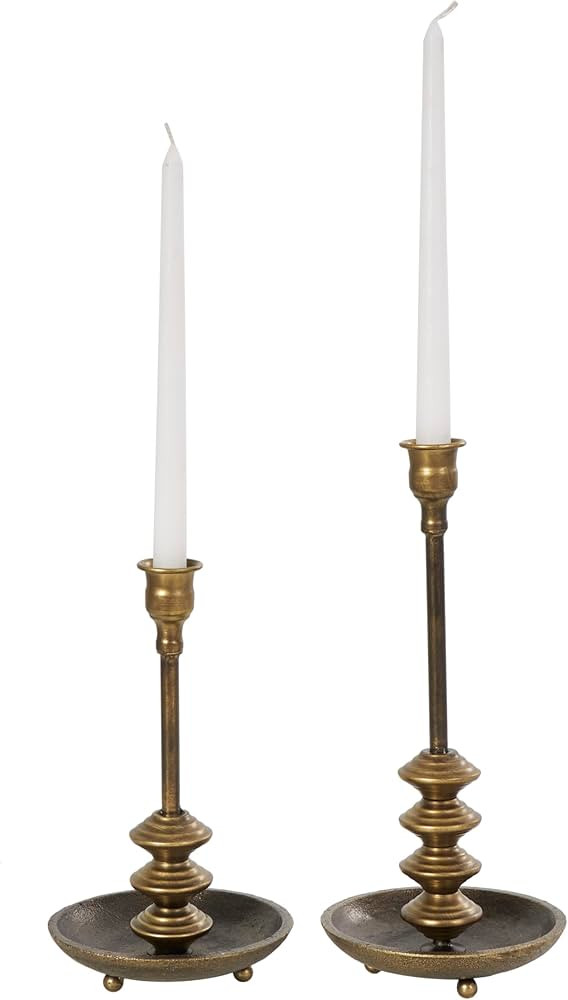 Deco 79 Metal Decorative Candle Holder Antique Style Candle Stand with Round Candle Plate, Set of... | Amazon (US)