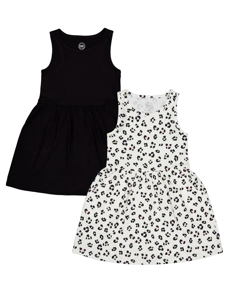 Wonder Nation Girls Tank Play Dress 2pk, Sizes 4-18 & Plus | Walmart (US)